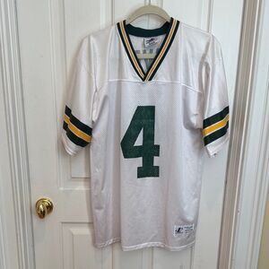 Green Bay Packers nr 4 Favre white green gold jersey Made in USA